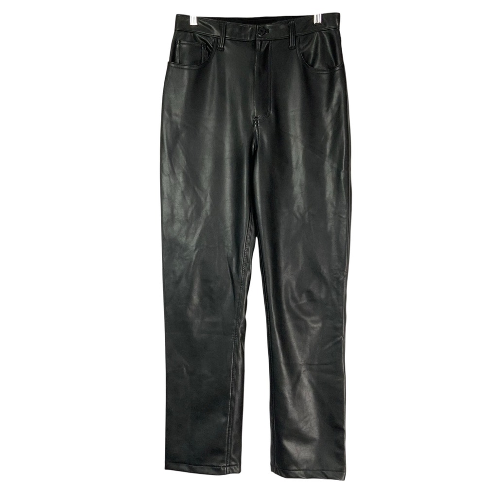 Abercrombie & Fitch 90s Straight Black Faux Leather Pants 29/8 Ultra High Rise